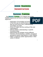 FORMAT For Report & PPT of Summer Training