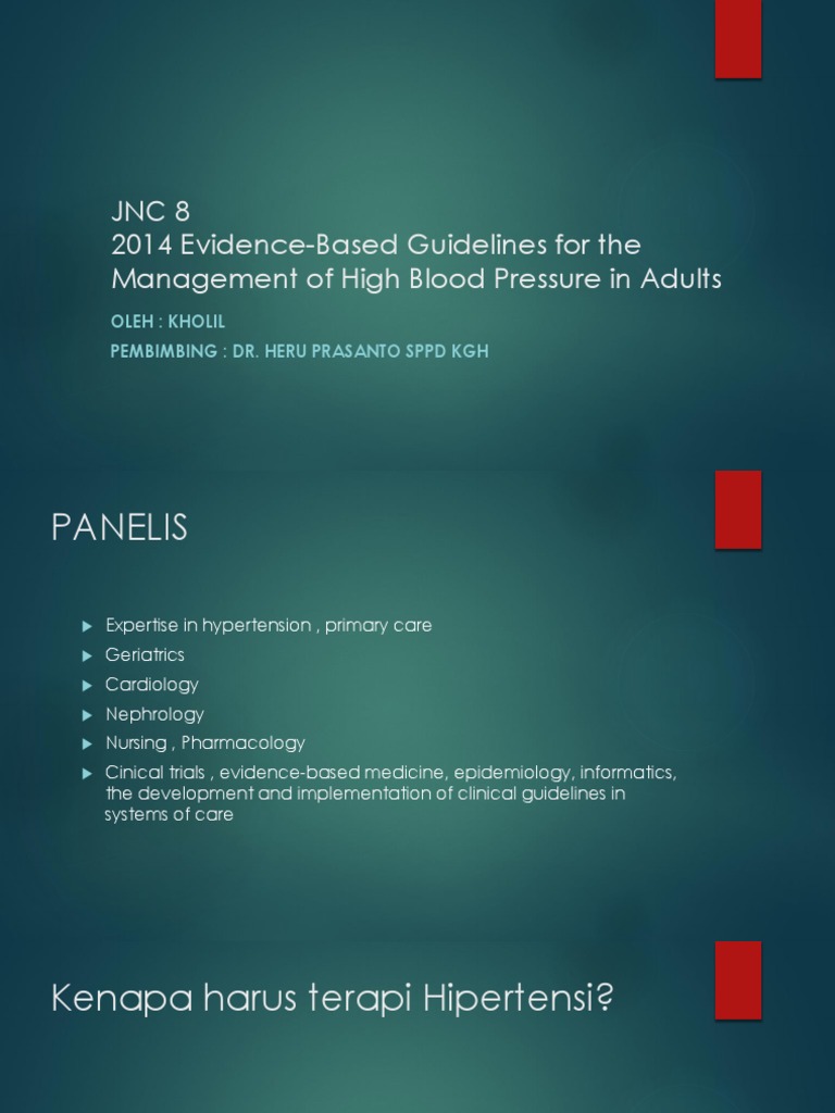 JNC 8 2014 Evidence-Based Guidelines For The Management of High Blood ...