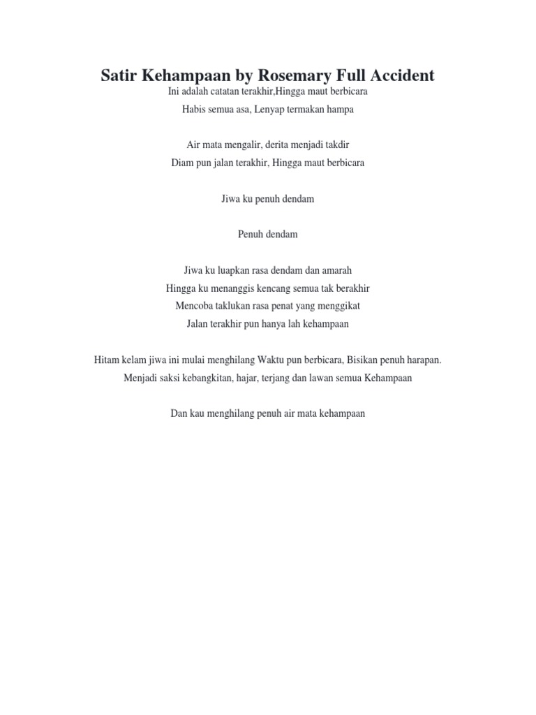 Rosemary Full Accident Lirik PDF