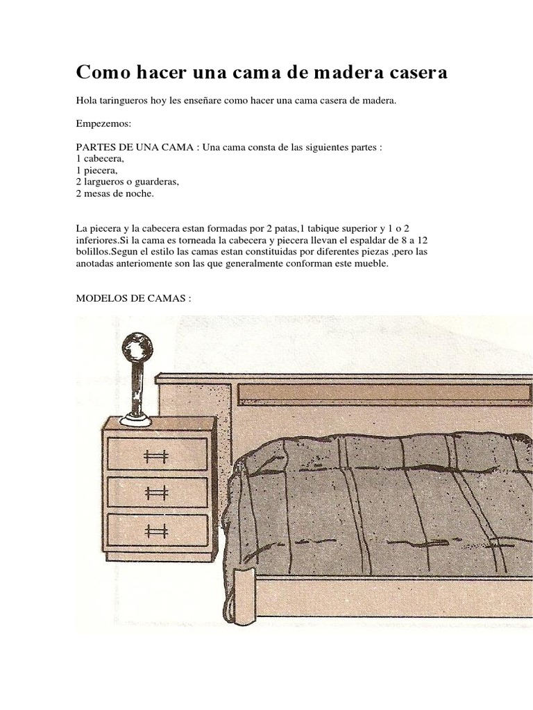 Como Hacer Una Cama de Madera Casera | PDF | Cama | Elementos  arquitectónicos, image size:768x1024