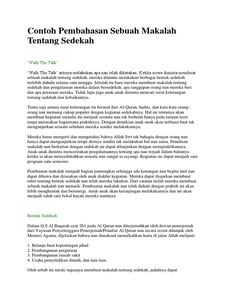 Contoh Pembahasan Sebuah Makalah Tentang Sedekah