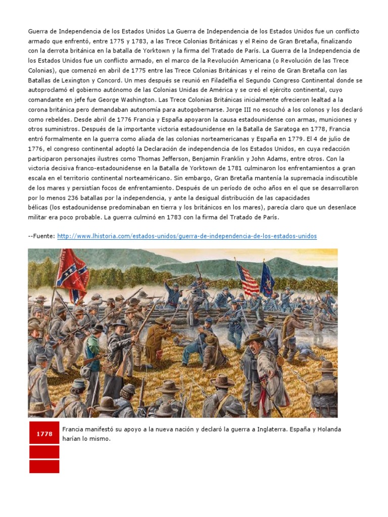 Independencia de Las Trece Colonias Inglesas Guerra de
