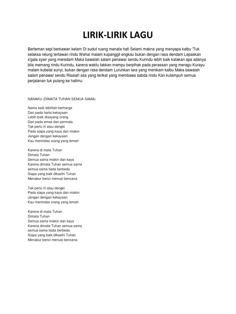 Lirik Lirik lagu harta berharga oleh bunga citra lestari silahkan lihat disini selengkapnya lirik lagu tersebut. lirik