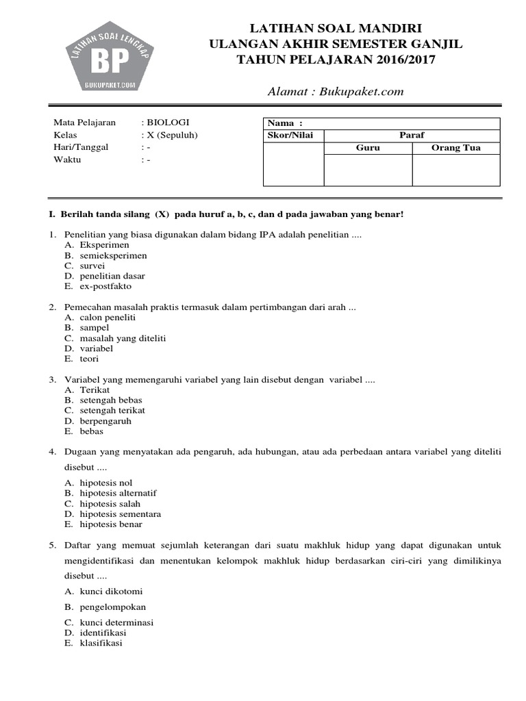 Persiapan Jitu Menghadapi UAS Biologi Kelas 10 Semester 1: Panduan Lengkap Mengunduh Soal Latihan