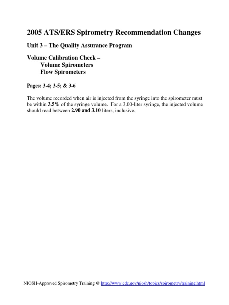 2005 ATS/ERS Spirometry Changes Analysis Medical