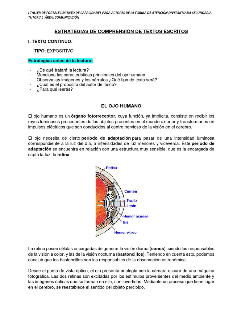 Estrategias De Comprensión De Textos Escritos I. Texto