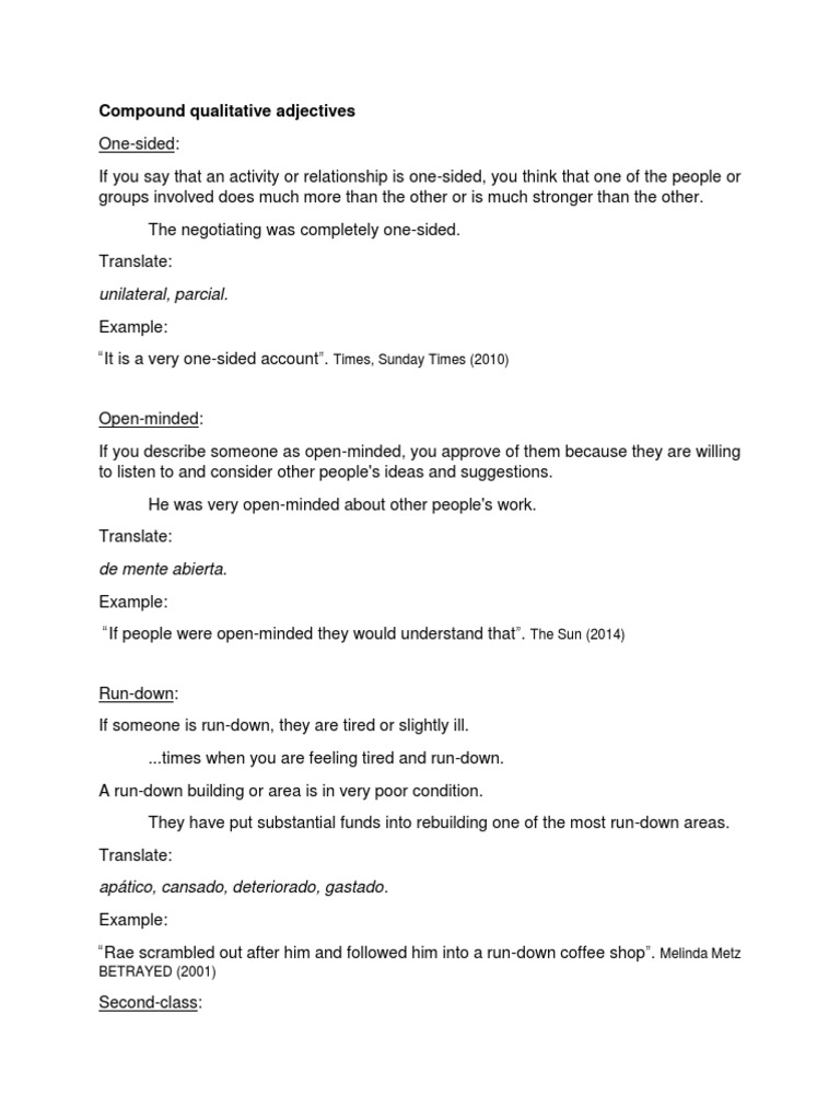 English Adjectives Guide | PDF | Language Arts & Discipline | General ...