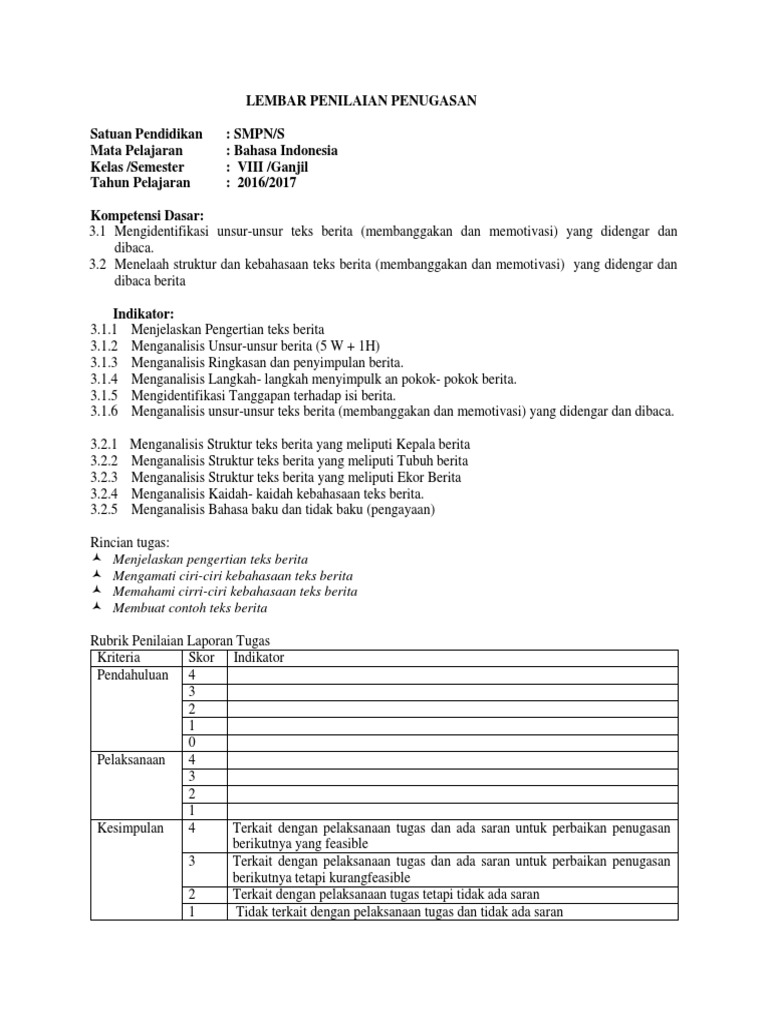 Struktur Teks Berita Kepala Berita Tubuh Berita Ekor  