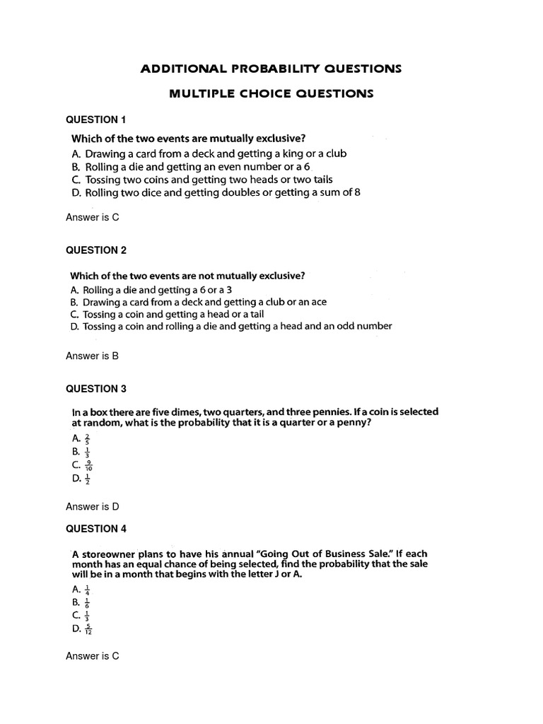 Probability Questions and Solutions | PDF