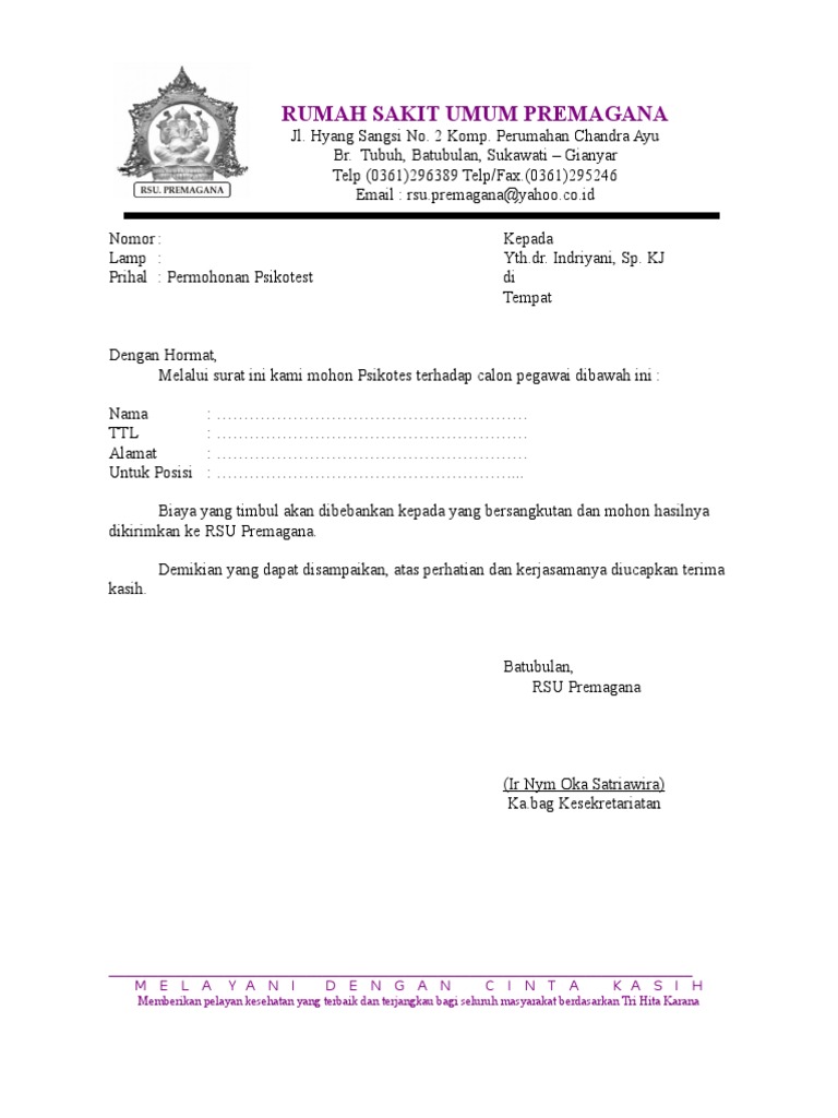 Surat Pengantar Psikotes