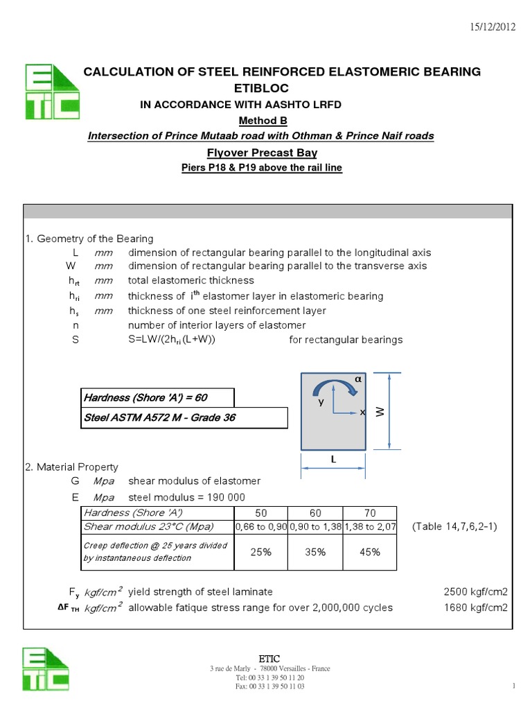 5321 Elastomeric Bearing Design AASHTO For P18 & P19 A PDF Stress