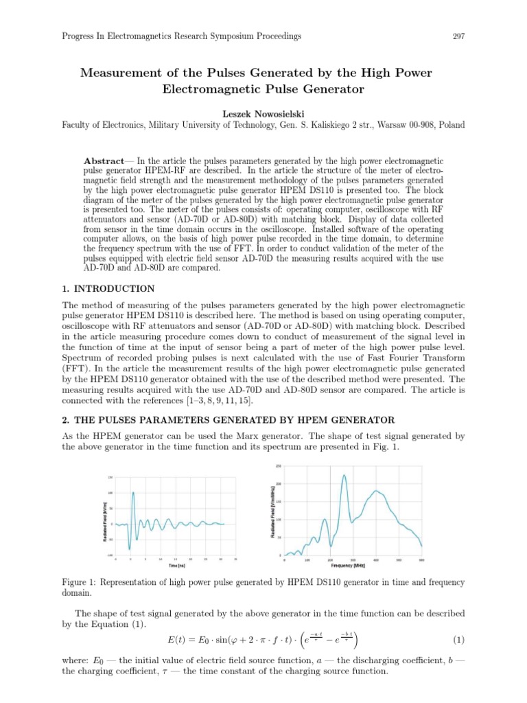 Measurement of The Pulses Generated by The High Power Pulse Generator PDF