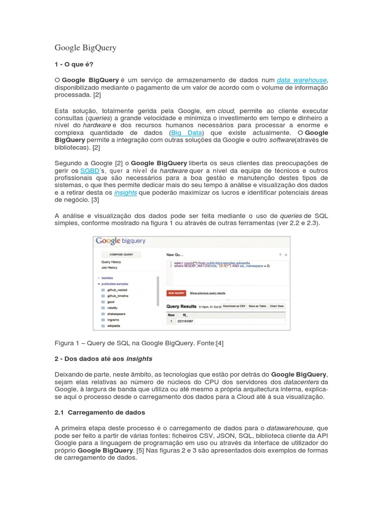 Introdução ao Google BigQuery | PDF | Áreas de Ciência da Computação ...