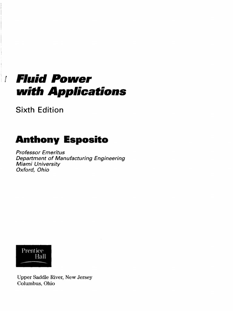 Fluid Power With Applications Anthony Esposito PDF Pneumatics Fluid Dynamics