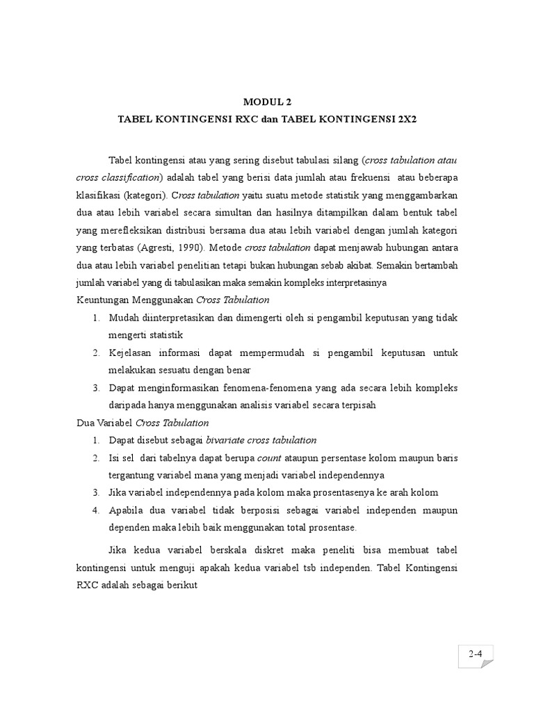 Modul 2 Tabel Kontingensi Rxc Dan Tabel Kontingensi 2X2