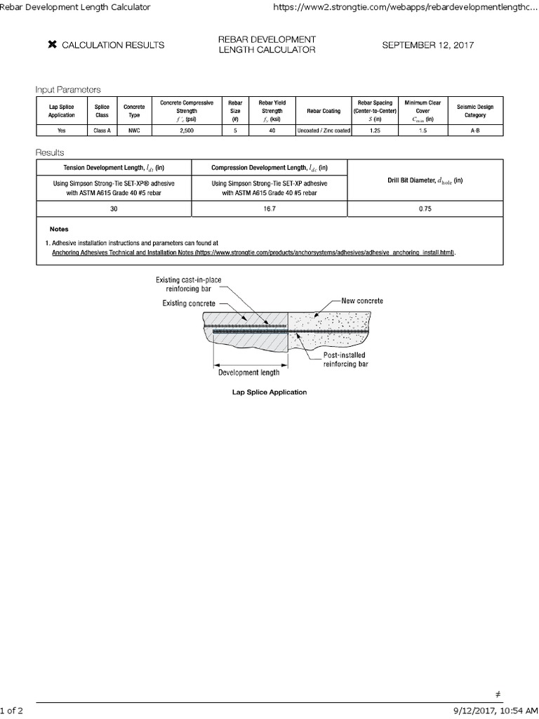 Rebar Development Length Calculator