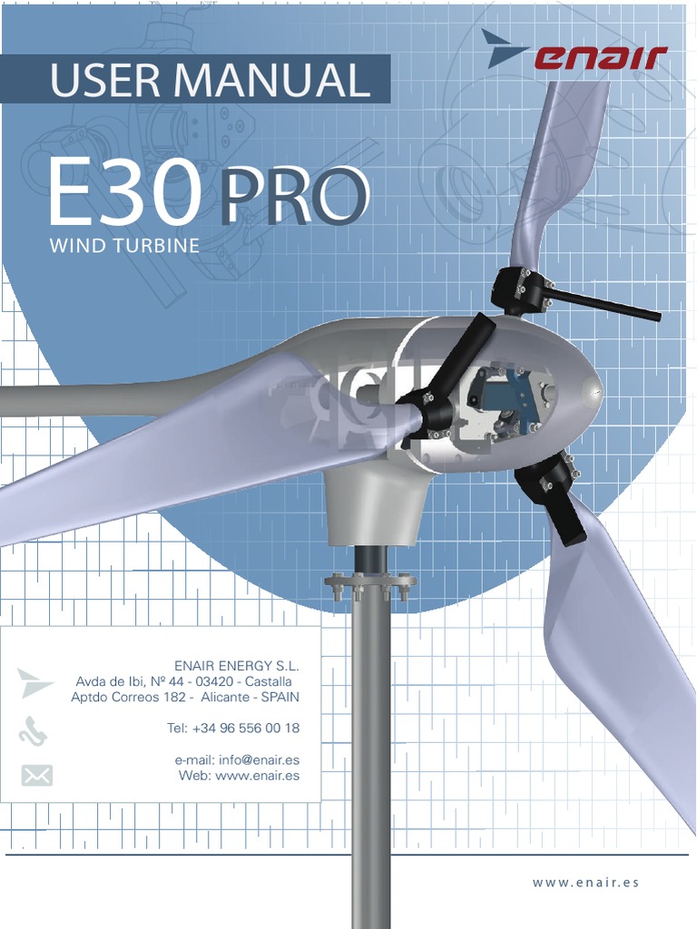 Manual del Aerogenerador E30 Pro | PDF | Turbina eólica | Tornillo