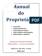 Manual do Proprietário Máquina de Jateamento por Pressão Câmara Simples