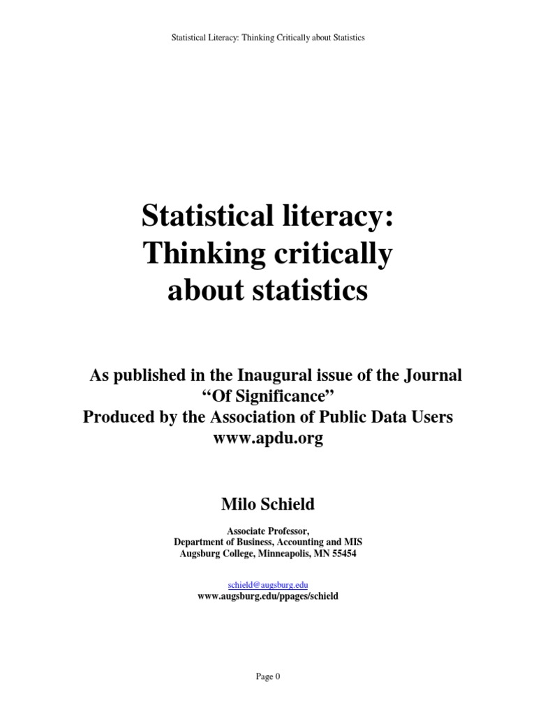 Statistical Literacy Explained by Schield | PDF | Inductive Reasoning ...