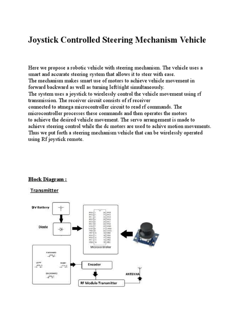 Joystick Controlled Steering Mechanism Vehicle: Block Diagram | PDF