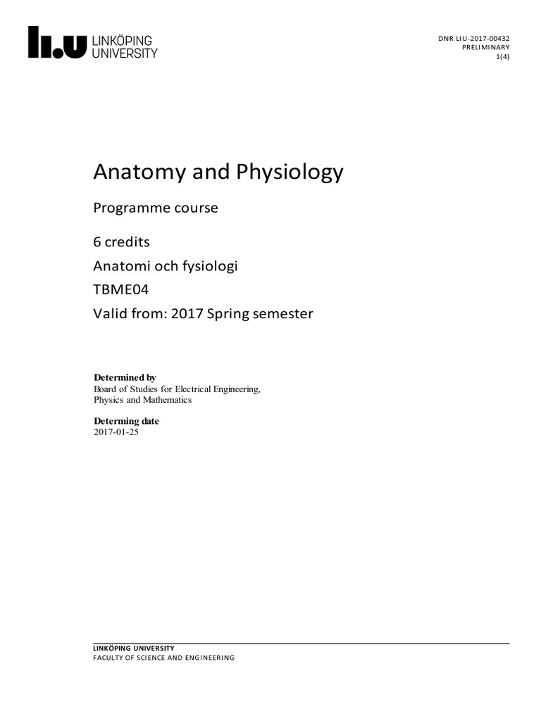 Syllabus Anatomy and Physiology PDF University And College