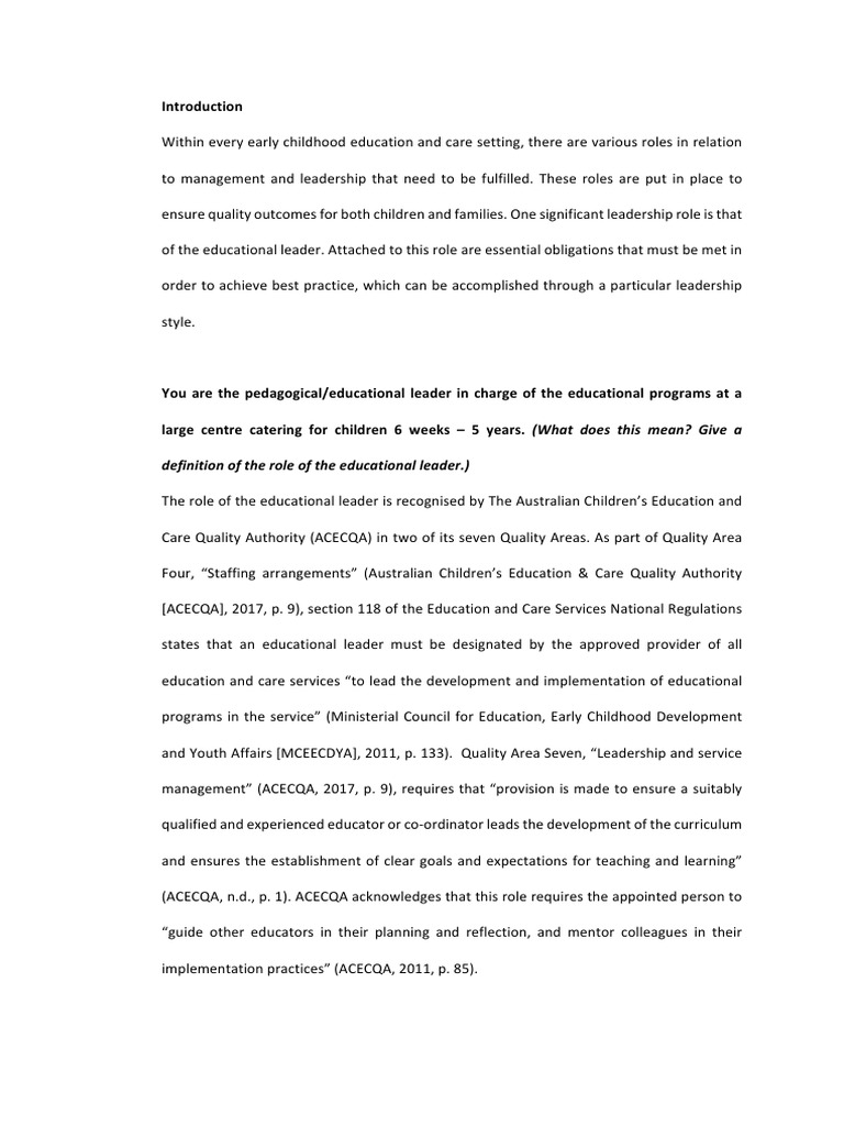 Educational Leadership in Early Childhood | PDF | Leadership | Mentorship