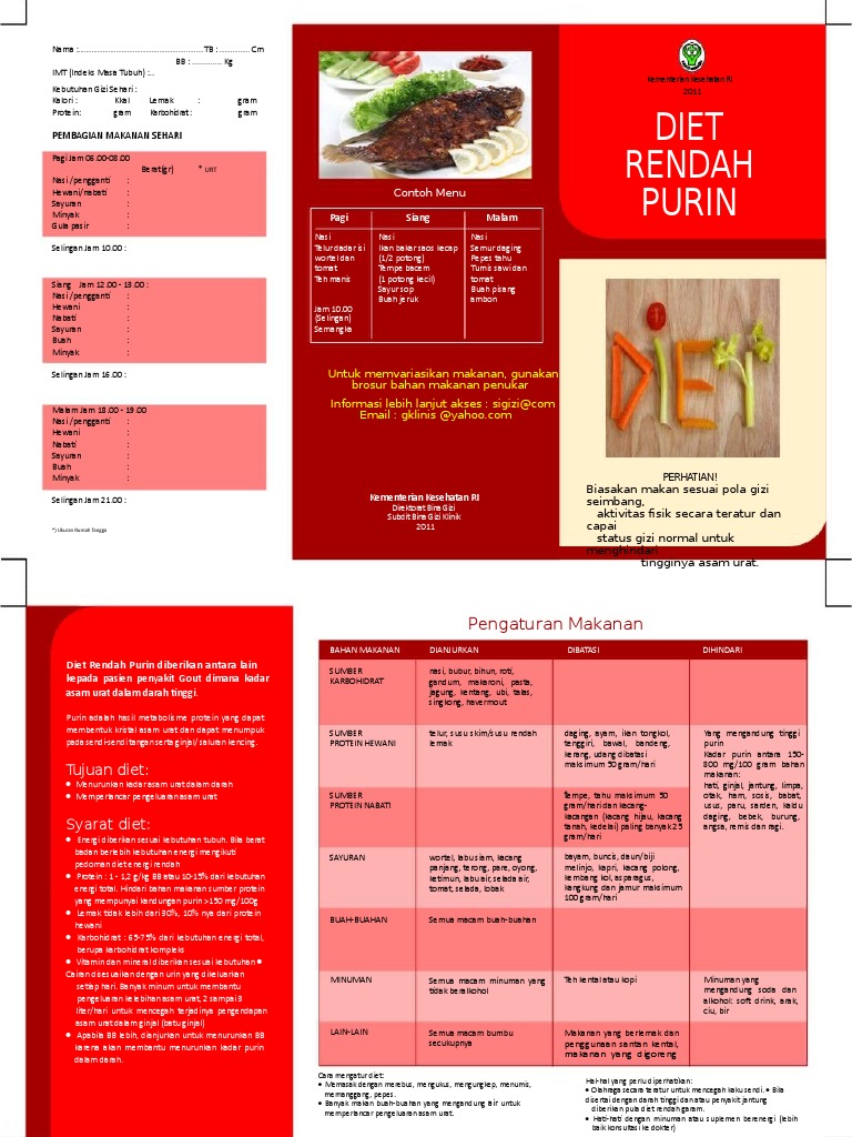 Diet Rendah Purin: Contoh Menu Pagi Siang Malam