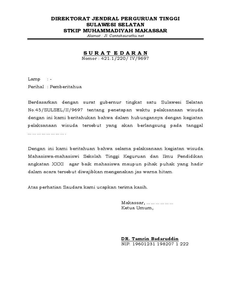 2 Contoh Surat Resmi Edaran Sekolah Terbaru Format File Word