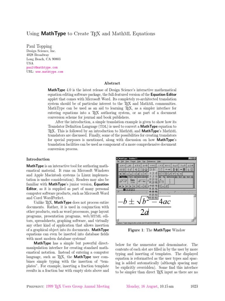 Convert Mathtype To Latex : Transforming LaTeX documents: software and ...