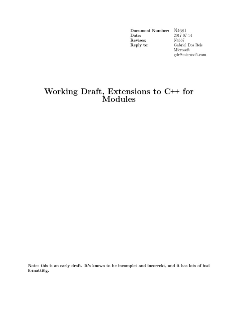 Working Draft, Extensions To C For Modules: Document Number: Date ...