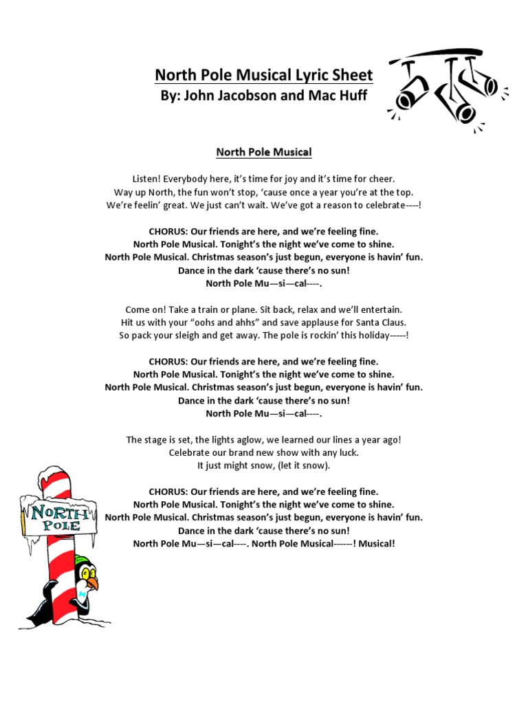 North Pole Musical Lyrics Christmas Music Santa Claus Free 30day