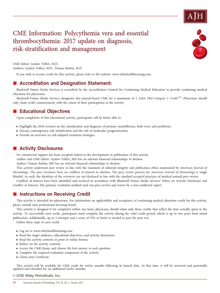 Tefferi Et Al-2017-American Journal of Hematology | PDF | Medical ...