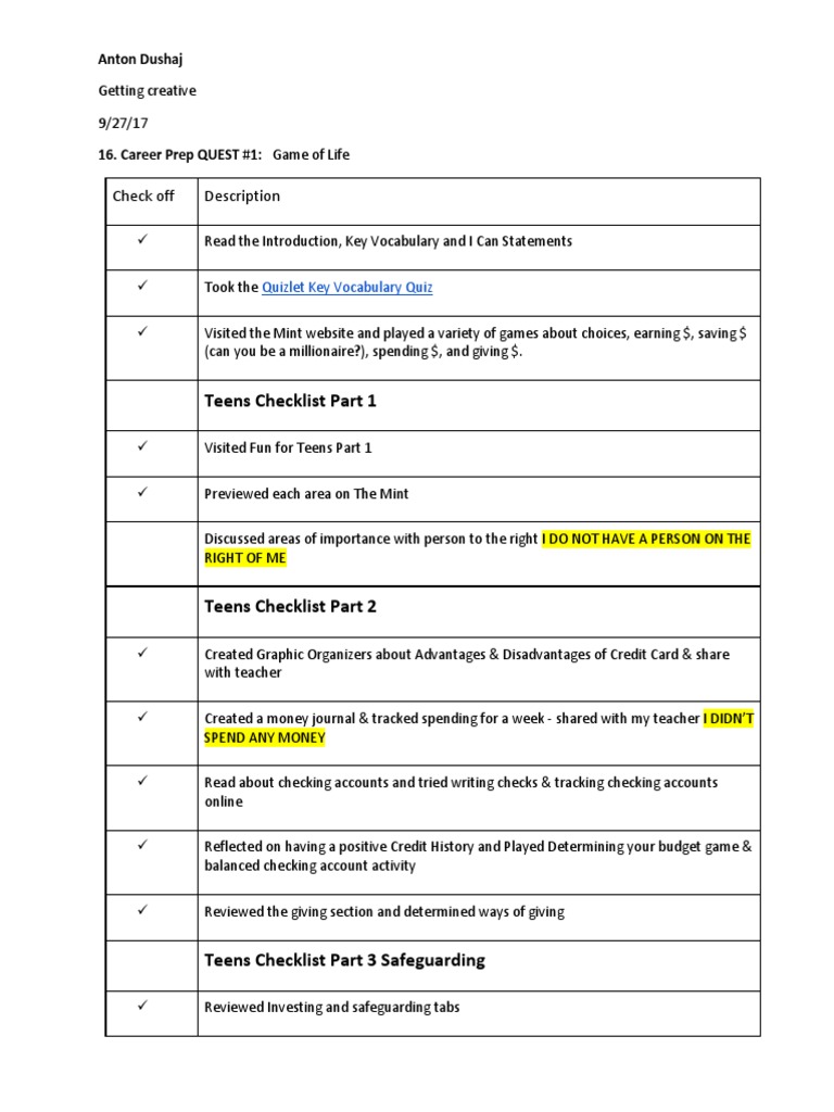 Career Prep Quests PDF Computer Aided Design Hyperlink