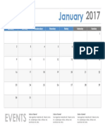 January 2017 calendar with daily events