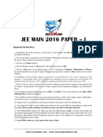 JEE Main 2016 Paper With Solution Ezyexamsolution