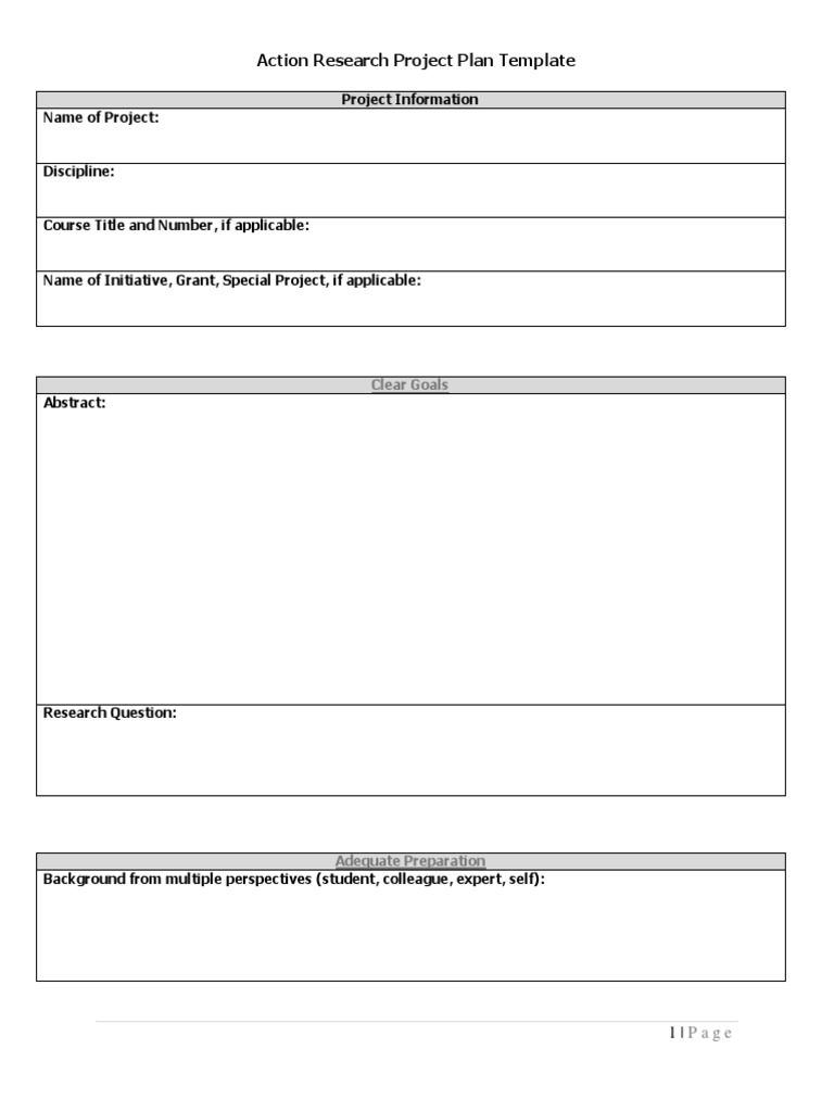 Action Research Project Plan Template | PDF | Career & Growth