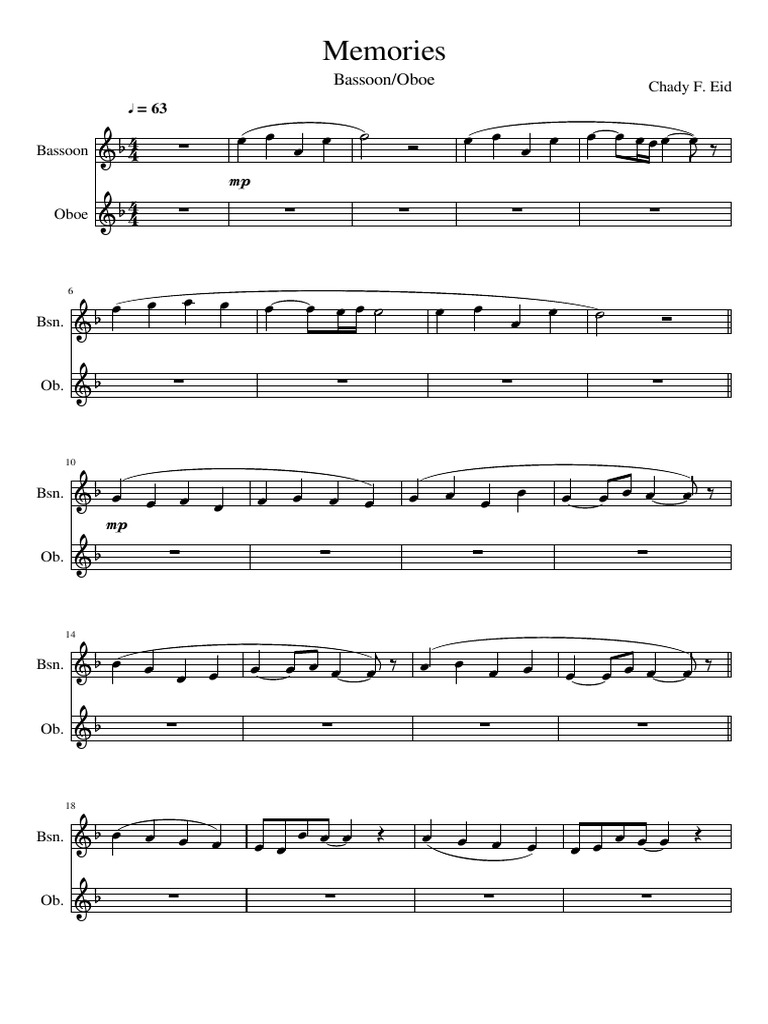 Memories Bassoon/Oboe PDF Woodwind Instruments Aerophones