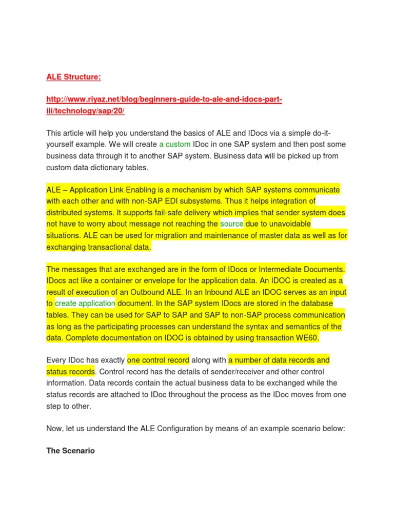 ALE Structure A Custom PDF Object Science) Database