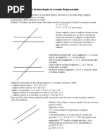 Unghiuri Determinate de Doua Drepte Cu o Secanta Drepte Paralele