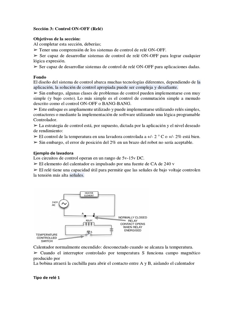 Control de Relé ON-OFF: Guía Práctica | PDF | Relé | Puerta lógica