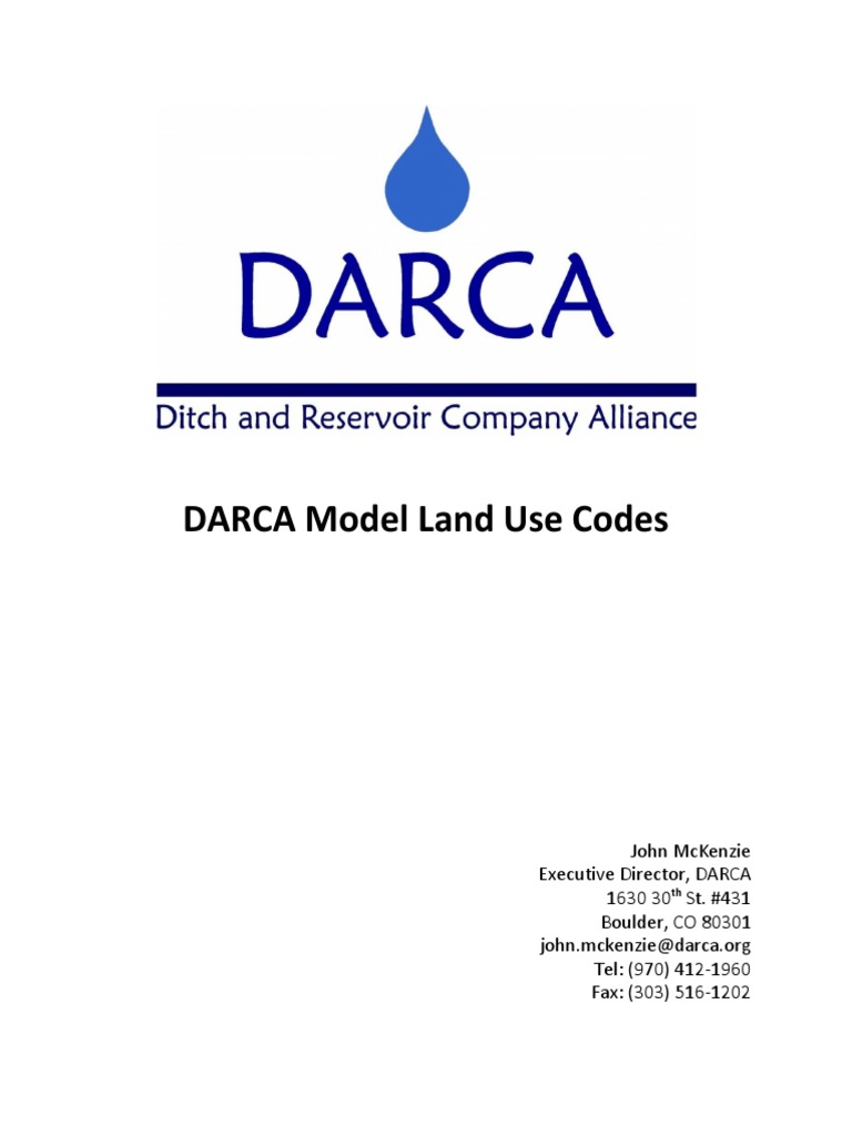 DARCA Model Land Use Codes PDF Easement Water Resources