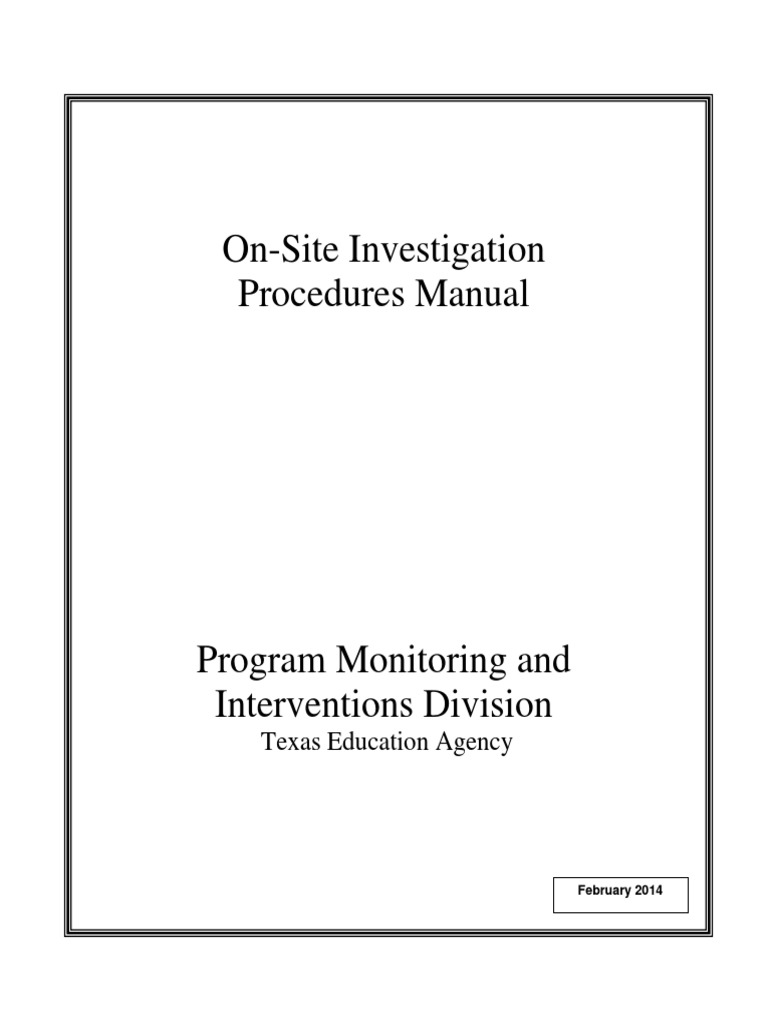 On-Site Investigation Procedures Manual - 14 | PDF | Teaching And ...
