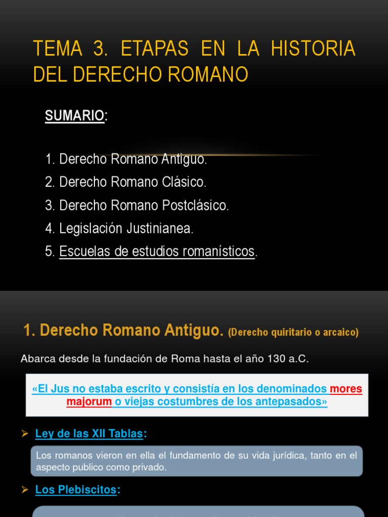 Tema III. Etapas en La Historia Del Derecho Romano | Ley romana | Roma ...