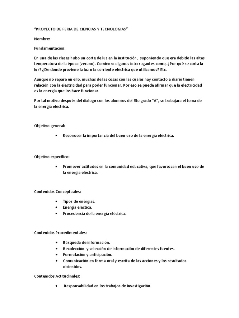 Proyecto de Feria de Ciencias y Tecnologias | PDF | Science | Electricidad