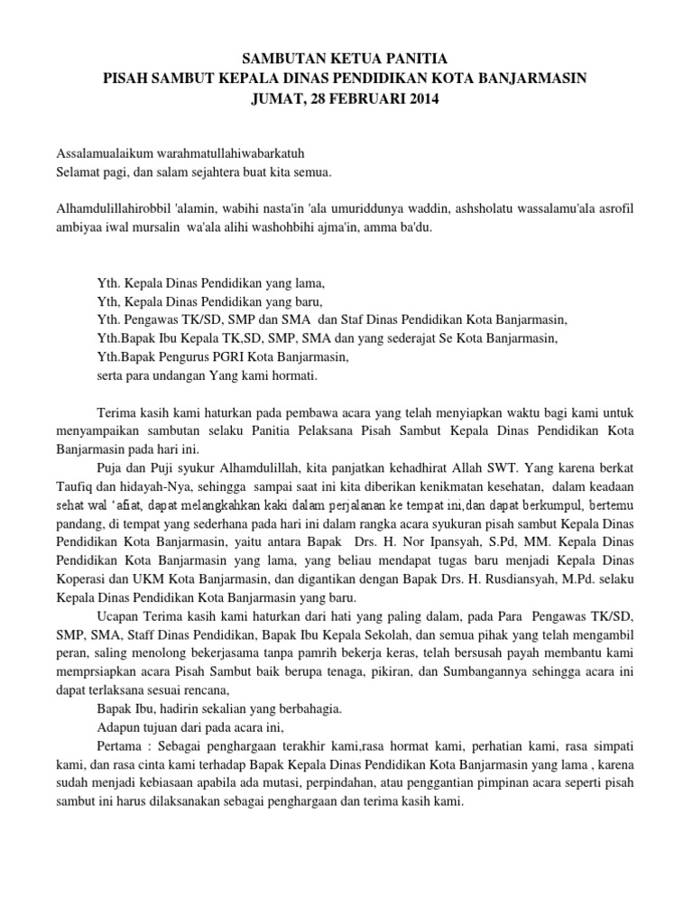 Contoh Kata Sambutan Ketua Panitia Lomba Kumpulan Referensi Teks Pidato