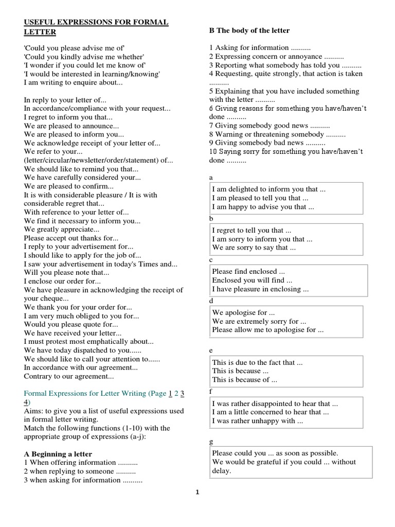 USEFUL EXPRESSIONS FOR FORMAL LETTER-modified | PDF