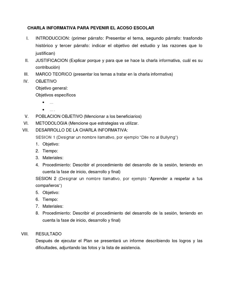 Esquema de Charla Informativa | PDF