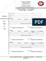 Quality: Our Way of Life: Field Study 1 - Log Sheet