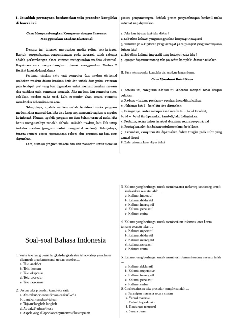 Soal Teks Prosedur