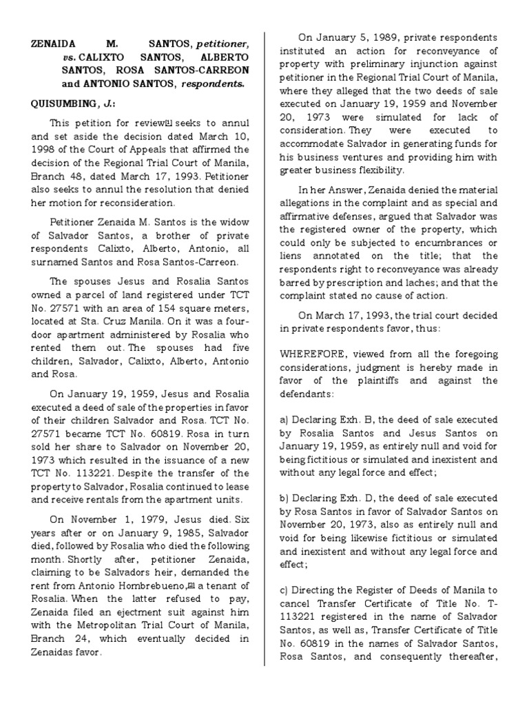 Property Dispute: Santos Family Case | PDF | Mortgage Law | Foreclosure